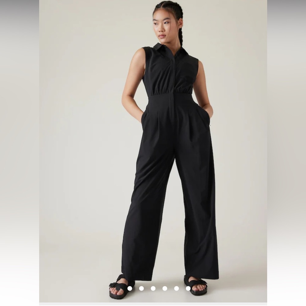 Athleta BROOKLYN HEIGHTS WIDE LEG JUMPSUIT size 6 black
